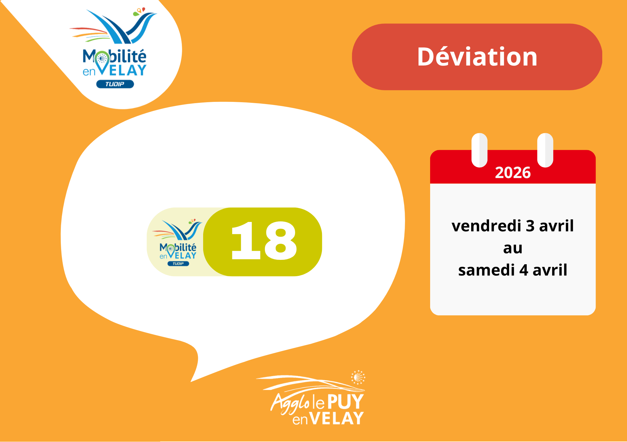 Ligne 18 déviation Vendredi 3 et samedi 4 avril 2026