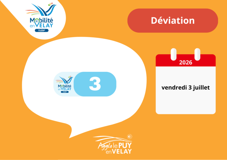 TUDIP ligne 3 vendredi 3 juillet à partir de 12h